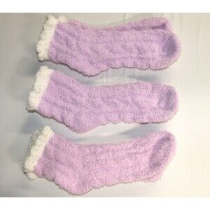 3 Pair of Women's Fuzzy Socks Warm Plush Fleece Winter Socks Purple Socks